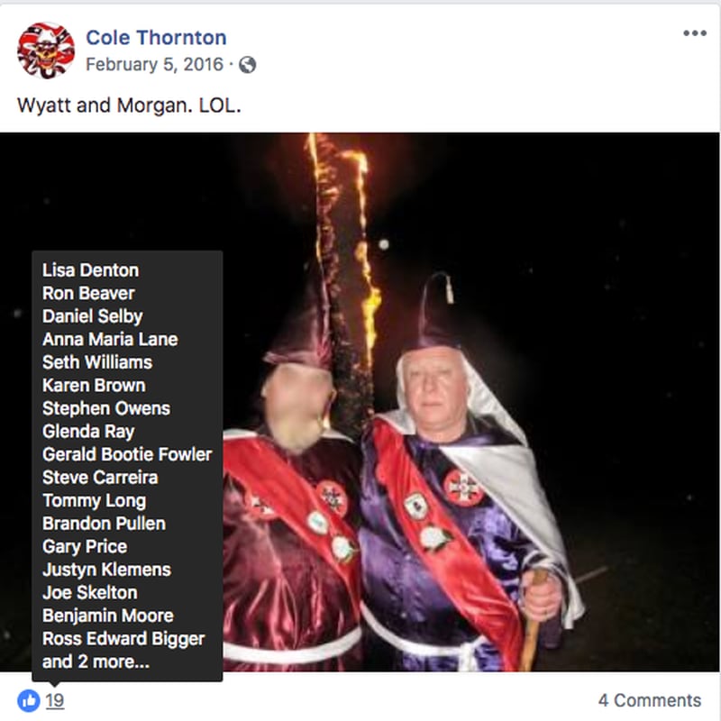 This is one of the posts that Tommy Long’s Facebook account is accused of liking. (Photo: HuffPost)