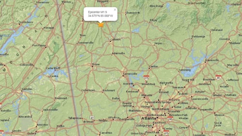 A small earthquake hit northwest Georgia on Thursday.