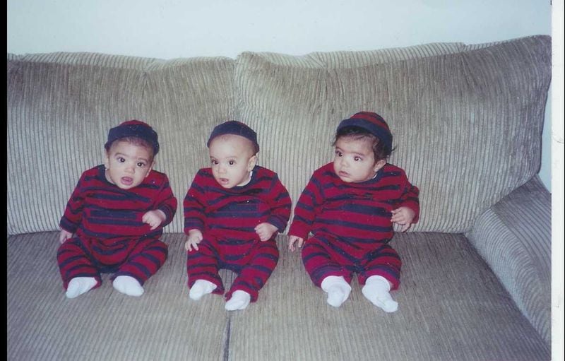 The Kashlan triplets, shown as infants, aren’t ready to go their separate ways yet. CONTRIBUTED BY FAMILY