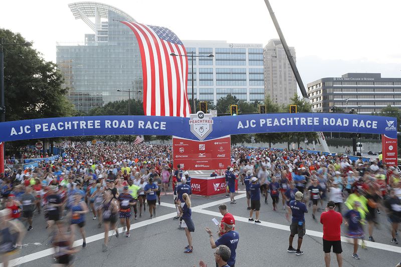 These are photos from the start of the non-elite division of the 2018 Peachtree Road Race.