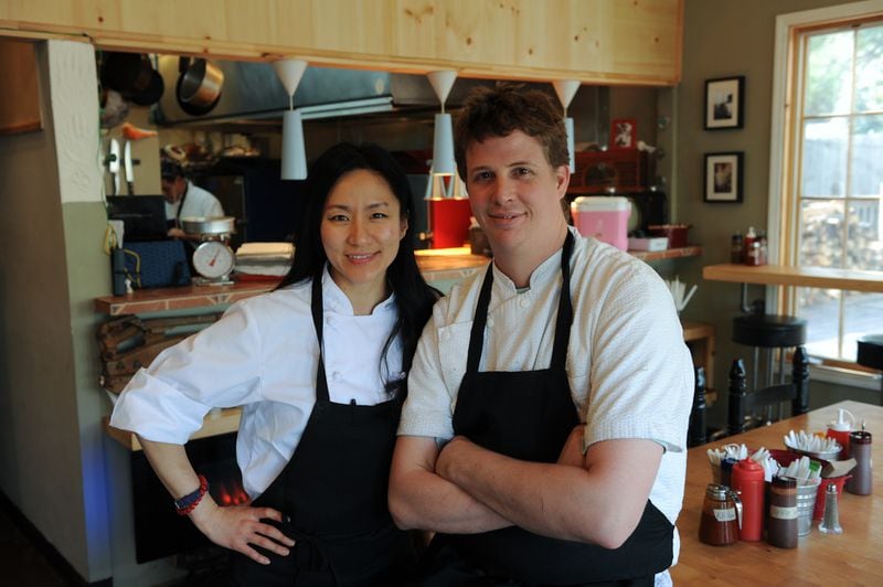Chef-owners Jiyeon Lee and Cody Taylor at Heirloom Market BBQ in 2011, a year after opening. (BECKY STEIN/special)