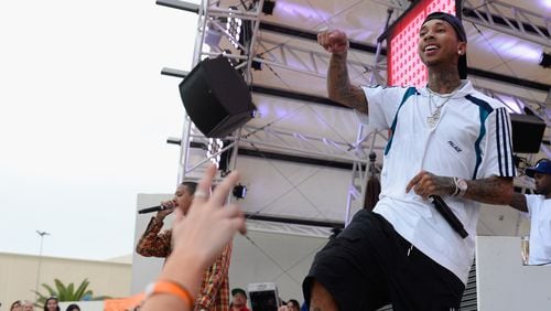 LAS VEGAS, NV - MARCH 26: Rapper Tyga performs during DAYLIGHT Beach Club's grand opening weekend at the Mandalay Bay Resort and Casino on March 26, 2017 in Las Vegas, Nevada. (Photo by Bryan Steffy/Getty Images for DAYLIGHT Beach Club)