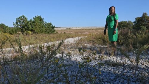 October 18, 2016 - Atlanta -  Liza Milagro, the airport's senior sustainability leader, at the site of the future Green Acres airport composting and recycling facility.   BOB ANDRES  /BANDRES@AJC.COM