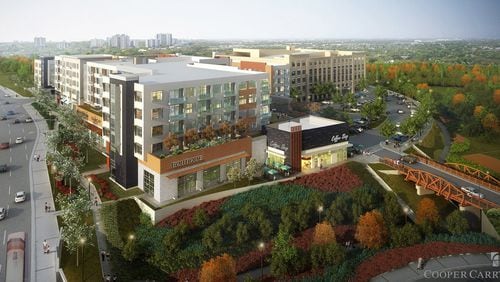 Artist's rendering of Parkview on Peachtree, a mix of 500 residences, loft office space and retail near the Chamblee station.