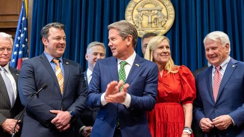 Gov. Brian Kemp signs a law allowing a commission that was created to discipline and remove prosecutors begin operating. Critics fear the law will be used to target Fulton County District Attorney Fani Willis’ prosecution of former President Donald Trump. (Arvin Temkar / arvin.temkar@ajc.com)