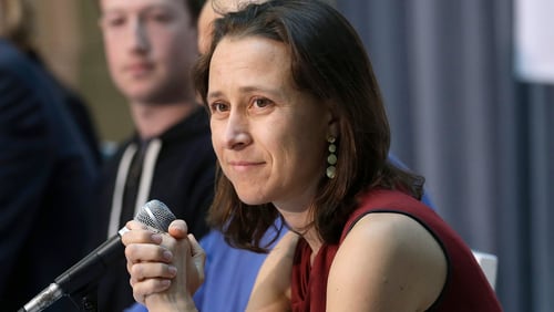 FILE - In this Feb. 20 2013 file photo, 23andMe CEO Anne Wojcicki speaks at an announcement for the Breakthrough Prize in Life Sciences at Genentech Hall on UCSF's Mission Bay campus in San Francisco. (AP Photo/Jeff Chiu, File)