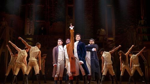 (From left) Ruben J. Carbajal, Michael Luwoye, Jordan Donic and Mathenee Treco from the national tour of "Hamilton."