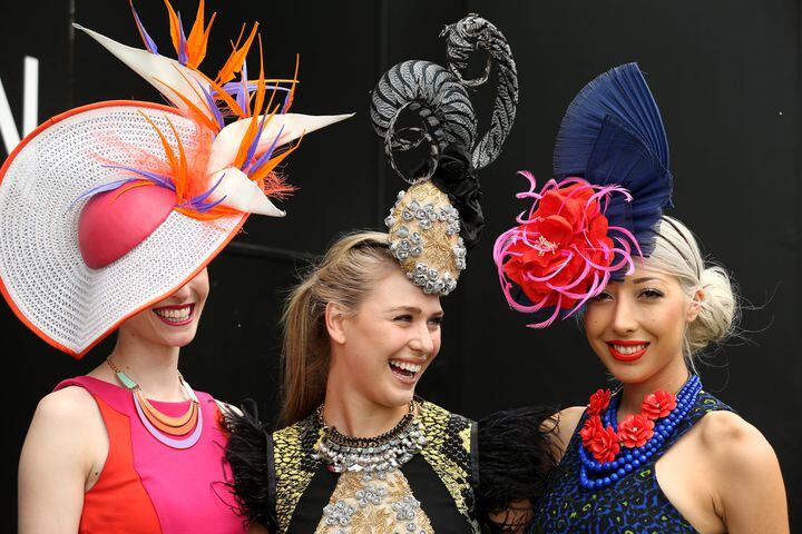 Crazy hats at Oaks Day horse race party