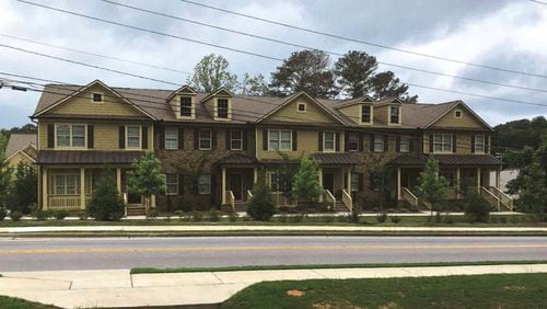 Zoning has been approved for 12 new townhomes, similar to those shown here, for construction on Moon Road at its intersection with Old Snellville Highway in Lawrenceville. (Courtesy City of Lawrenceville)