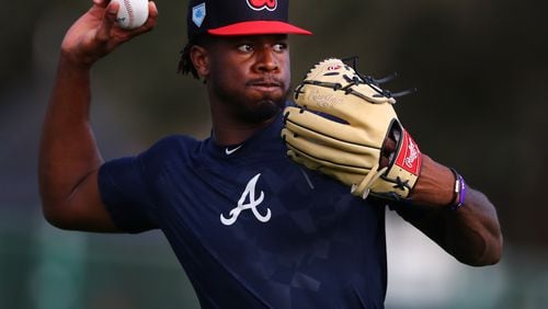 Atlanta Braves pitcher Touki Toussaint gets in some early morning work at spring training in the ESPN Wide World of Sports Complex on Wednesday, Feb. 20, 2019, in Lake Buena Vista.    Curtis Compton/ccompton@ajc.com