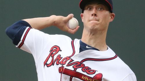 Matt Wisler delivers a pitch against the Giants at Turner Field on Tuesday, May 31, 2016. Curtis Compton / ccompton@ajc.com