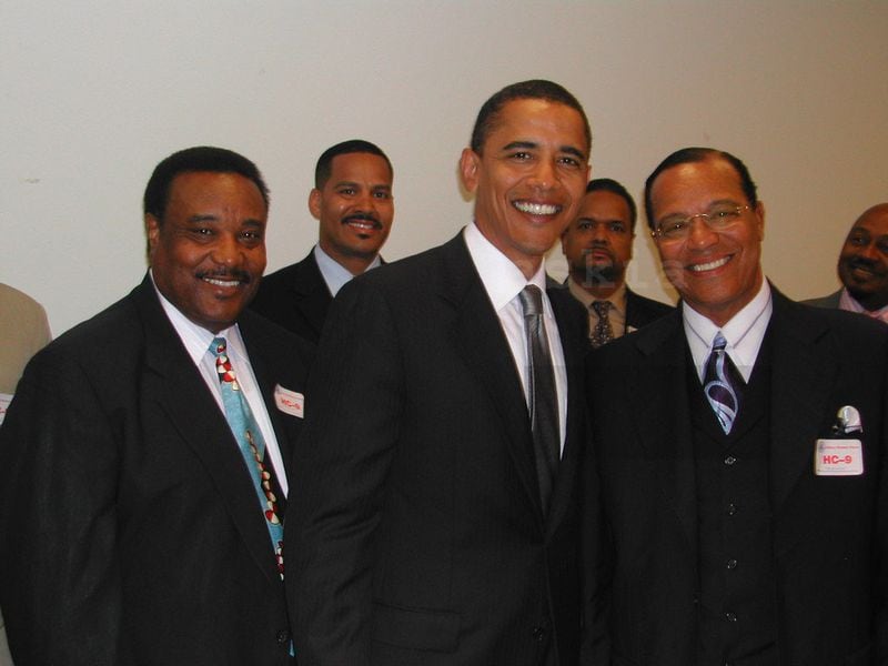 A 2005 photograph of then-Sen. Barack Obama and Nation of Islam Leader Louis Farrakhan recently surfaced after 13 years. The photographer, Askia Muhammad, said he kept the photo under wraps out of concern about Obama’s bid for the White House.