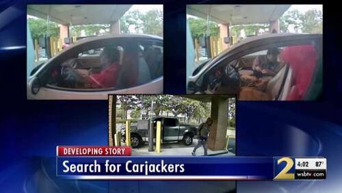 Peachtree City police are searching for three men accused of two armed carjackings over the weekend.