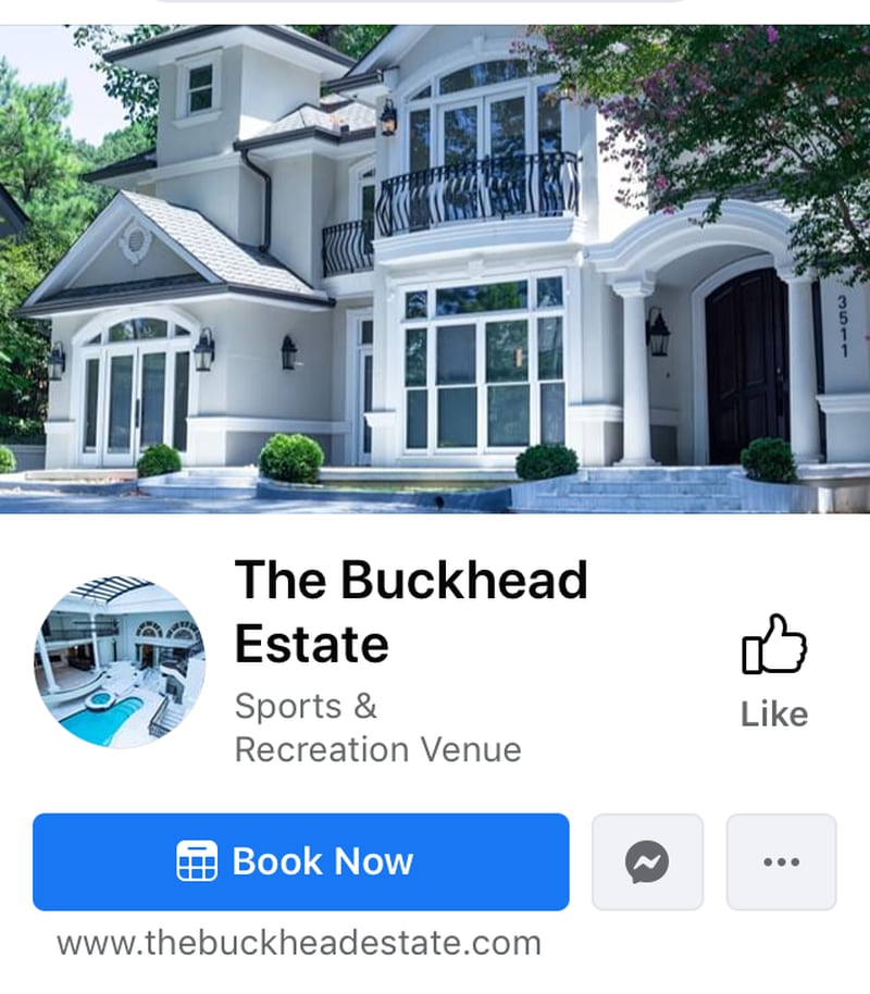 A marketing pic peddling the Buckhead Estate, a party house on Roxboro Road that has neighbors in a tizzy. Atlanta Councilman Howard Shook wants to ban short-term-rentals in residential neighborhoods. Photo from Facebook