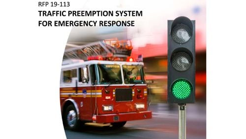 The cover of Temple Inc.’s response to Alpharetta’s requests for proposals for an updated, traffic signal preemption system for emergency vehicles. CITY OF ALPHARETTA