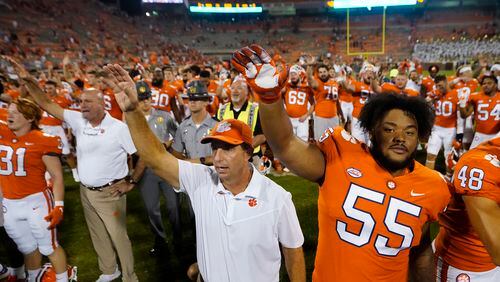 Would the ACC, including Clemson football coach Dabo Swinney, look to join the Pac/Big 12s? What’s the upside there? Apart from pressuring Notre Dame to expand its membership to include football, what’s left for the ACC? (AP Photo/John Bazemore)