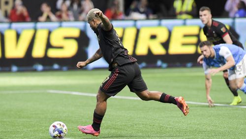 Forward Josef Martinez is starting to resemble his former MVP-winning self in the team’s training exercises, manager Gonzalo Pineda said. (Daniel Varnado/for The Atlanta Journal-Constitution)