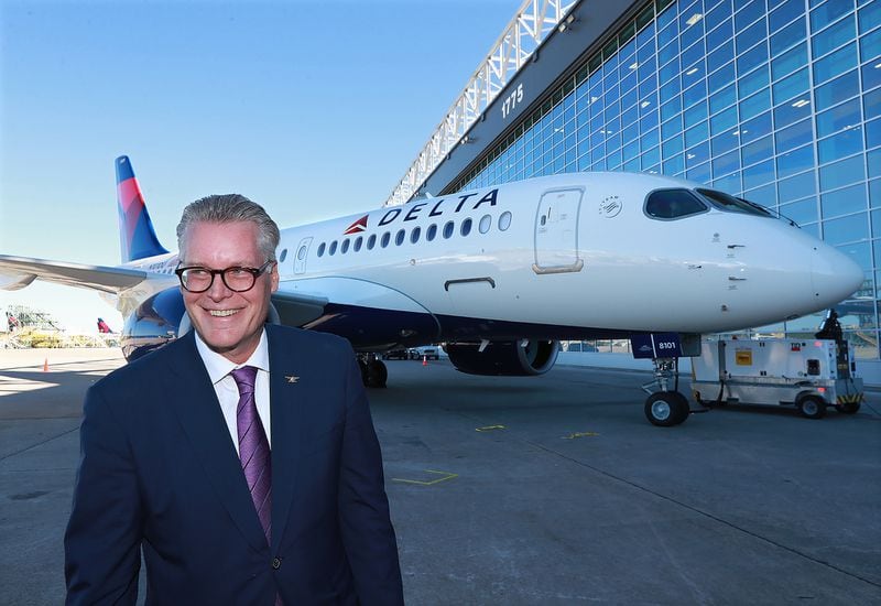 At a fundraiser at the Delta Flight Museum on Thursday evening, the Anti-Defamation League Southeast presented an award to Delta Air Lines and its CEO Ed Bastian for exemplifying the anti-hate organization’s values. (Curtis Compton/Atlanta Journal-Constitution)