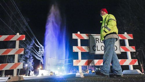 Metro Atlanta’s deep freeze of 2014 caused a water main burst, sending a geyser of water some 80 to 100 feet into the 13-degree air, icing nearby power lines and roads and forcing the evacuation of a nearby elementary school.