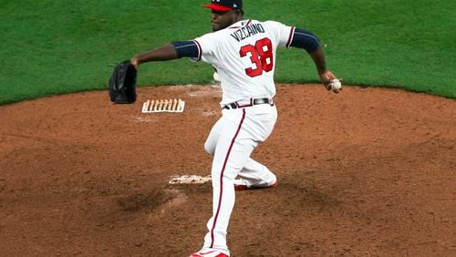 Arodys Vizcaino pitches during the ninth inning against the Philadelphia Phillies  on April 1, 2019.