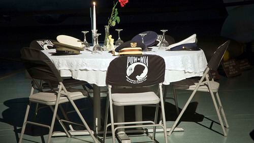Many Memorial Day observances will take place through Monday with 5Ks, parades and ceremonies. This Missing Man Table, also known as the Fallen Comrade Table, is a place of honor set up in memory of fallen, missing or imprisoned military service members. Symbolism of the table items is explained at POW-MIAfamilies.org/missing-man-table-and-honors-ceremony.html. Courtesy of Eglin Air Force Base