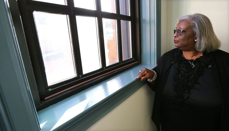 Deborah Tatum, a family descendant of Austin Callaway, visits the renovated old city jail in the basement of city hall where Callaway was snatched from in 1940 before his lynching. The LaGrange police chief on Thursday will publicly apologize and acknowledge his agency’s role in the 1940 lynching. “It couldn’t be talked about in 1940,” Tatum said. CURTIS COMPTON/CCOMPTON@AJC.COM