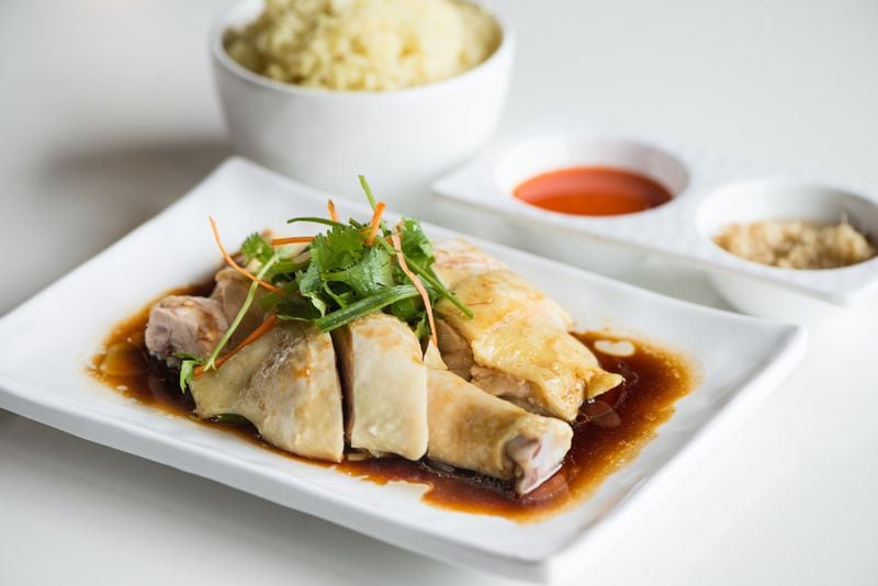  Hainanese Chicken with chicken stock rice and soy sauce. Photo credit- Mia Yakel.
