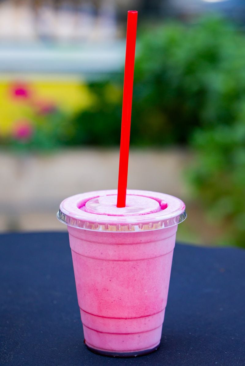 A bissap slushie is one of the offerings at MikChan's. Ryan Fleisher for The Atlanta Journal-Constitution