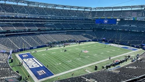 Early press box view of MetLife Stadium before the Falcons (0-2) face the New York Giants (0-2) at 1 p.m. on Sunday, Sept. 26, 2011. (By D. Orlando Ledbetter/dledbetter@ajc.com).