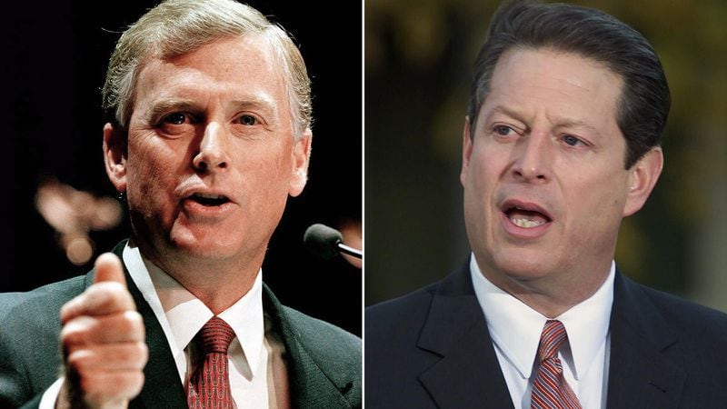 Former U.S. Vice Presidents Dan Quayle (1989-93) and Al Gore (1993-2001). (AP file)