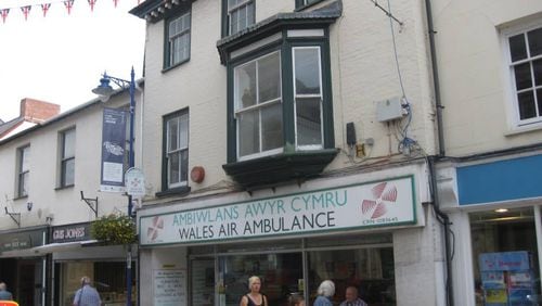 The building with the bay window at 13 Frogmore St., where Edgar Parry ran a butcher shop, is still there in Abergavenny, Wales. (Courtesy of Bill King)
