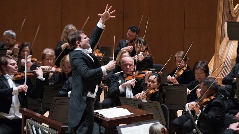 ASO assistant conductor Stephen Mulligan leads the orchestra in Symphony No. 1 by Sibelius. CONTRIBUTED BY JEFF ROFFMAN