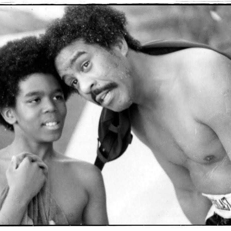 Comedian Richard Pryor clowns around with his son Richard Pryor Jr. in the 1970s.