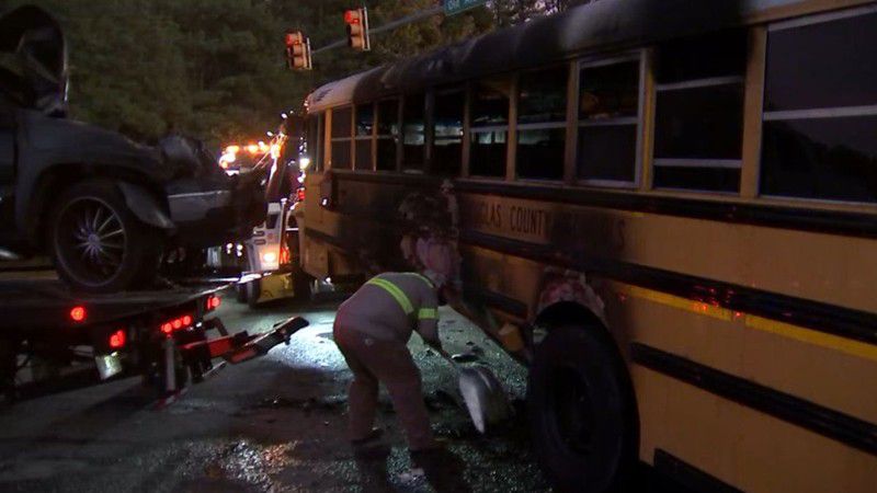 A Douglas County school bus driver is being heralded for her actions during this crash. (Credit: Channel 2 Action News)