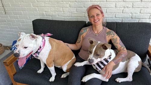 When Stephen Posta died from cancer in July 2023, his dogs Montana and Randall, were adopted by friend Tonya Wnek, who recently lost her own dog from cancer. Courtesy of Jennifer Siegel