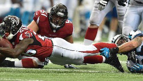 Julio Jones and the Falcons flattened the Panthers. BRANT SANDERLIN/BSANDERLIN@AJC.COM