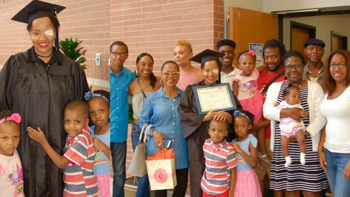 Daisha Lewis graduated with a GED from Gwinnett Technical College after overcoming a rare, life-threatening eye cancer.