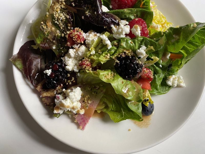 This summer salad, with baby lettuces, berries, chevre, hemp hearts and shallot vinaigrette, is from the Alden. CONTRIBUTED BY BOB TOWNSEND