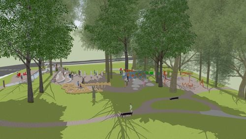 A rendering for the new elements at the Atlanta Waterworks Greenspace.