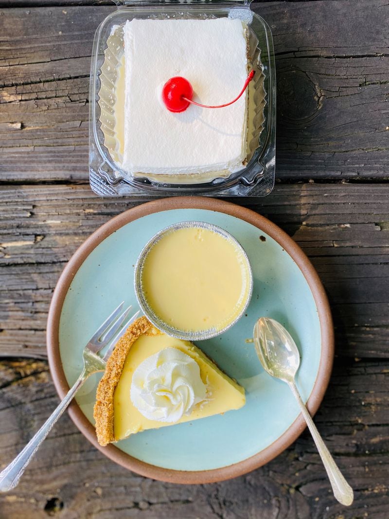 If you have a sweet tooth, you’ll be in heaven at Buena Gente Cuban Bakery. Shown here: tres leches cake, flan and Key lime pie. Wendell Brock for The Atlanta Journal-Constitution