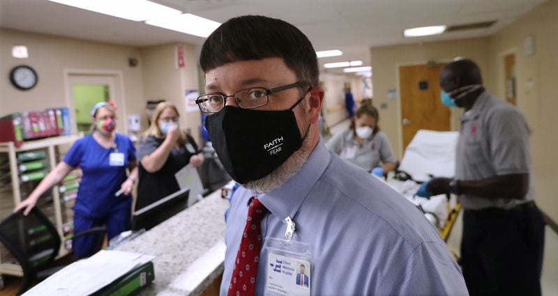 CEO Kerry Trapnell, seen here in July at Elbert Memorial Hospital, says, "If we come to you for a loan to make payroll, it’s too late. One payment is not going to help us at the last minute.” (Curtis Compton ccompton@ajc.com)