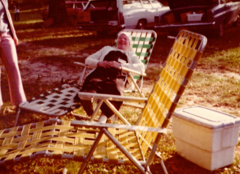 Sister Sophia kicks her feet up at a family reunion in the 1970s. Courtesy of the Figueras family