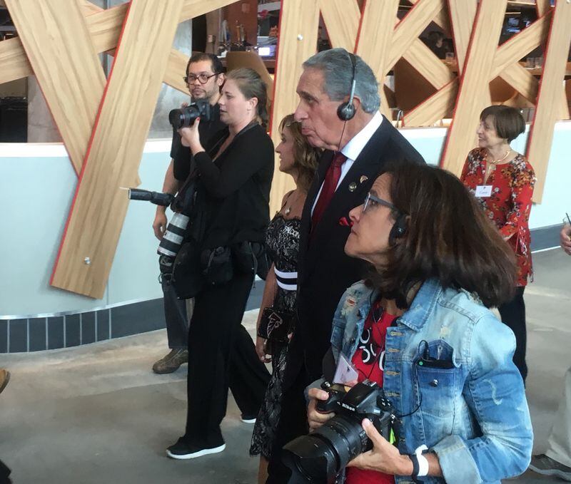 The Blanks are on a private guided tour of Mercedes-Benz Stadium artwork. Photo: Jennifer Brett