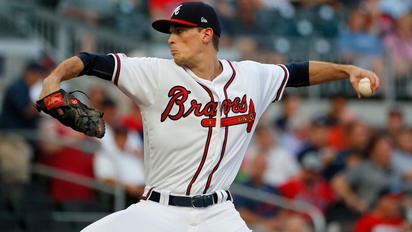 Max Fried pitches in the first inning of Thursday's Braves-Nationals game at SunTrust Park. (Photo by Kevin C. Cox/Getty Images)