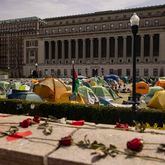 Pro-Palestinian protesters camp out in tents at Columbia University on Saturday, April 27, 2024 in New York.(AP Photo/Yuki Iwamura)