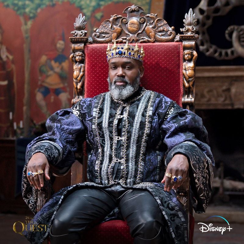 Kerwin Thompson, The Leading Man, as His Majesty King Silas, Ruler of the Kingdom of Oraa, in "The Quest" on Disney+.