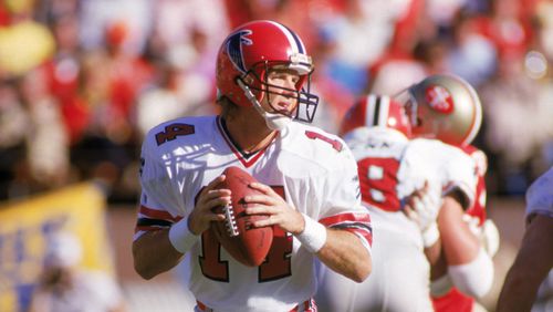 Quarterback Turk Schonert played in 8 games for the Falcons in 1986.