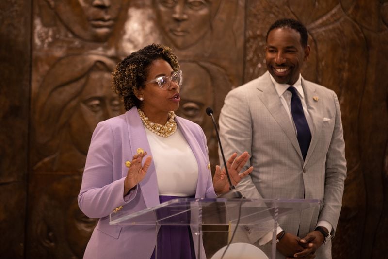 Atlanta's Chief Equity Officer Candace Stanciel joins Atlanta Mayor Andre Dickens for the kickoff of the city's new Women of Atlanta Advisory Council on April 16 at City Hall.