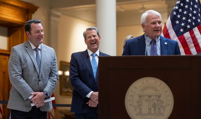 Lt. Gov. Georgia, Burt Jones (left) and Georgia House Speaker Jon Burns (right) supported the creation of a committee to examine the state's licensing process for businesses. 