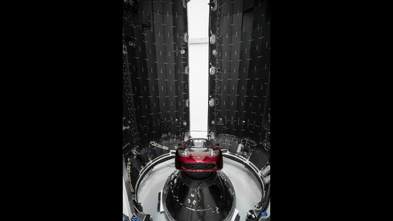 Elon Musk's red Tesla will be on board the Falcon Heavy. (Photo: SpaceX)